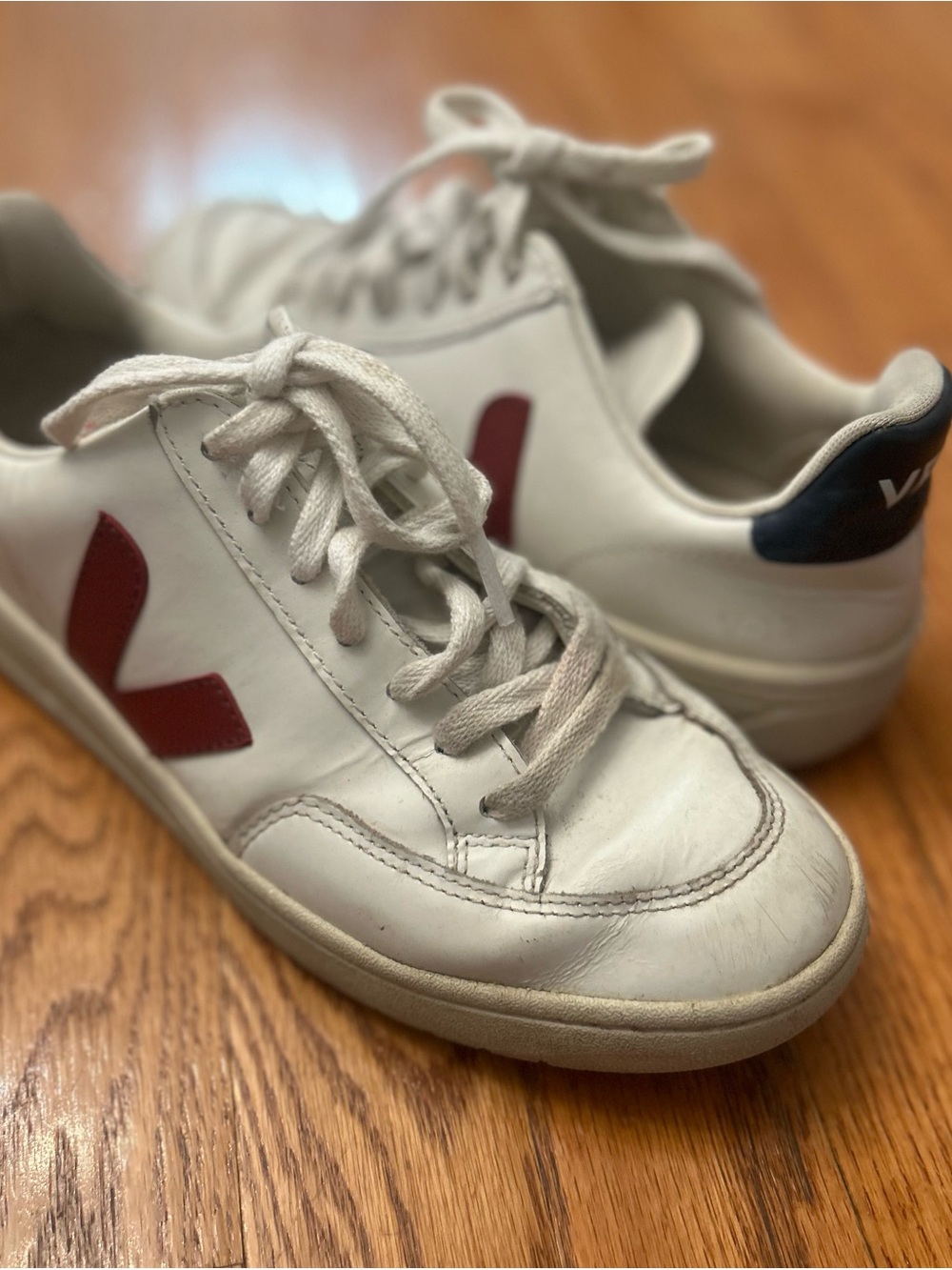 Veja V-12 Women’s Leather White Marsala Nautical Sneakers Size US 7